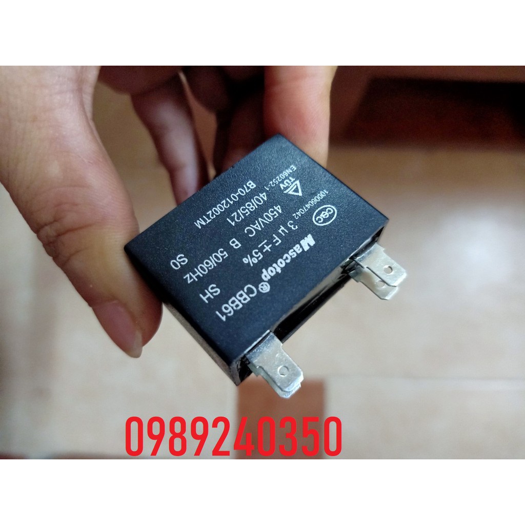 Tụ quạt điều hòa, tụ máy bơm 3uF+-5% 450VAC loại tốt