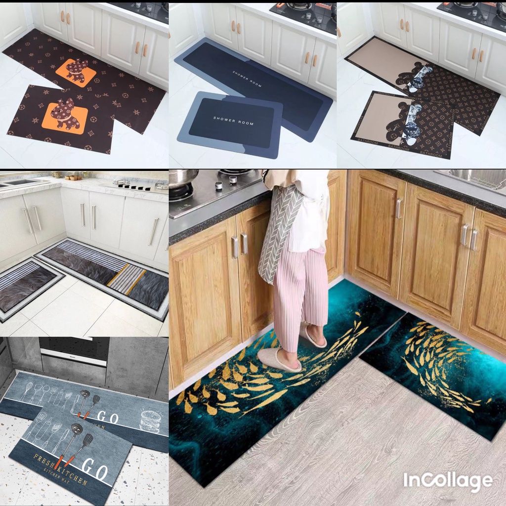 Bộ 2 tấm thảm lau chân nhung nỉ nhà bếp,thảm trải sàn siêu đẹp TL064