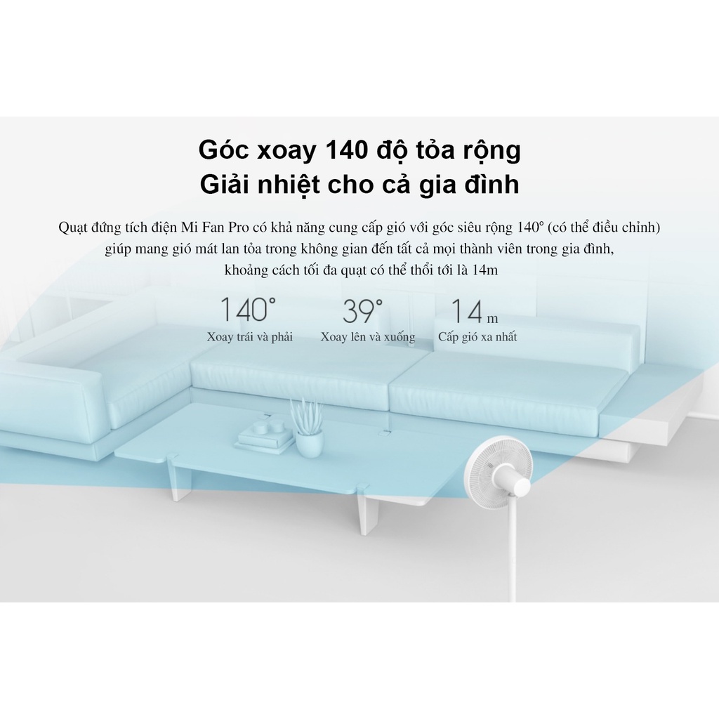 Quạt đứng thông minh Mi Smart Standing Fan 2 Lite, quạt thông minh 3 chế độ gió, điều khiển giọng nói, app