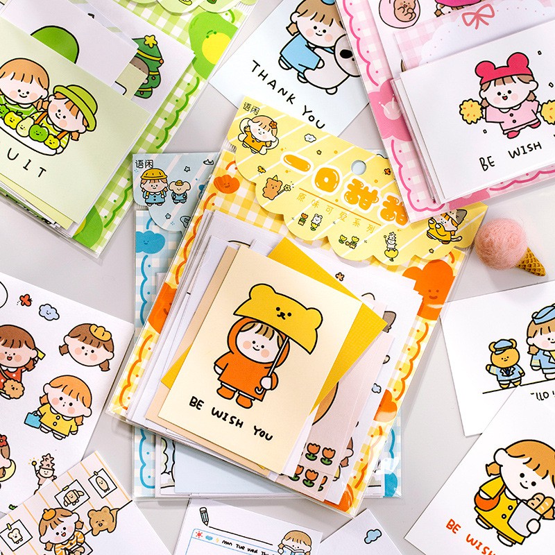 Bộ Sticker Giấy Note Phụ Kiện Card Trang Trí  ORIGINAL CUTE Hình Dán Trang Trí Sổ Planner Bullet Journal