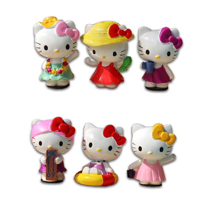 SANRIO Bộ 6 Mô Hình Búp Bê Hello Kitty Dễ Thương