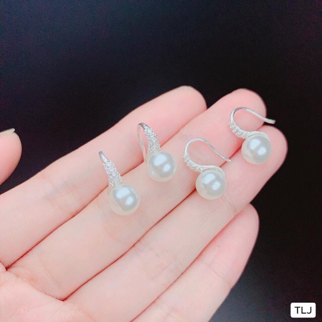 Bông tai bạc nữ móc trai đính đá sáng đẹp - Kho sỉ bạc Nhất Linh