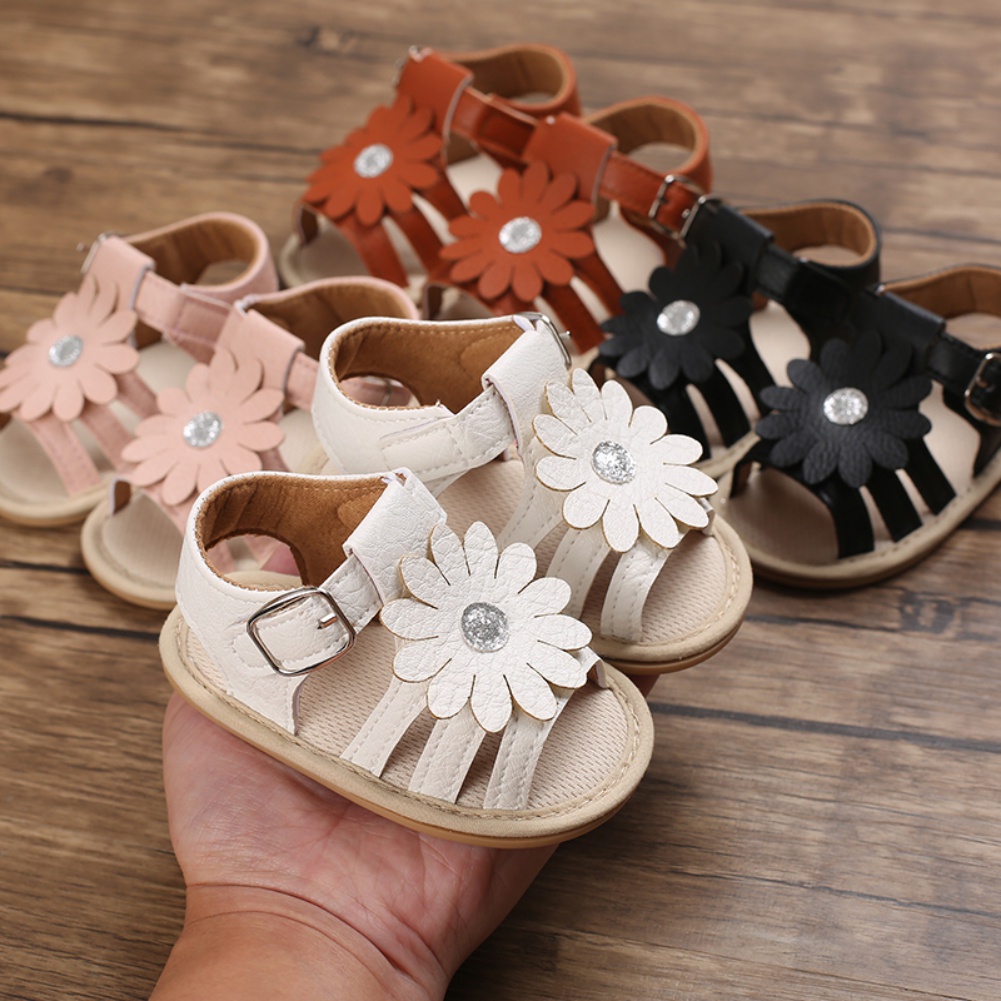 Xăng đan Da PU Đế Mềm Chống Trượt Cho Bé Gái 0-18 Tháng Tuổi