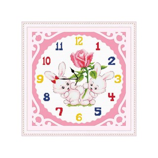 Tranh Thêu Chữ Thập Đồng Hồ Rabbit Couple A1071 (Khách tự thêu) kt:38x38cm