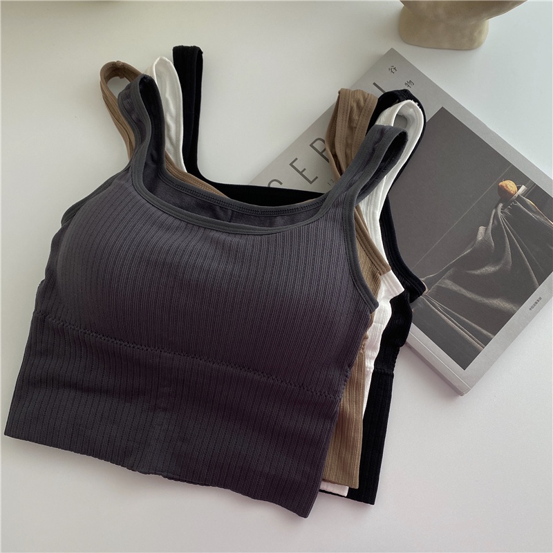 Xiaozhainv Áo Croptop Thể Thao Hai Dây Ôm Dáng Thời Trang Hàn Quốc 4 Màu Tùy Chọn Cho Nữ