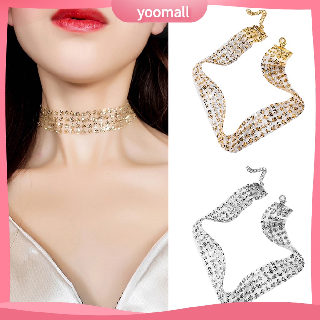 Vòng cổ choker đính cườm lấp lánh hợp thời trang