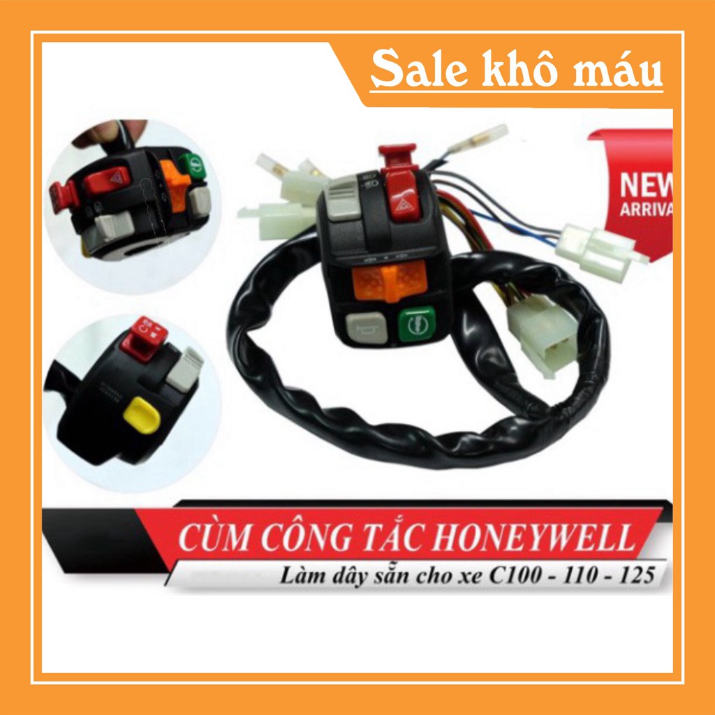 [XÃ KHO] Cùm công tắc Honeywell full chức năng, đã làm sẵn dây cho Wave Dream Future Msx Sirius Jupiter gắn ko chế cháo 