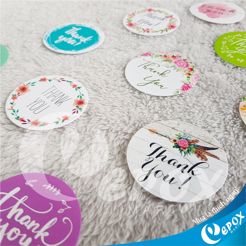 [RẺ VÔ ĐỊCH] Sticker Thank You 5cm - 16 mẫu cực xinh [500đ/tờ] - Set 100 tờ