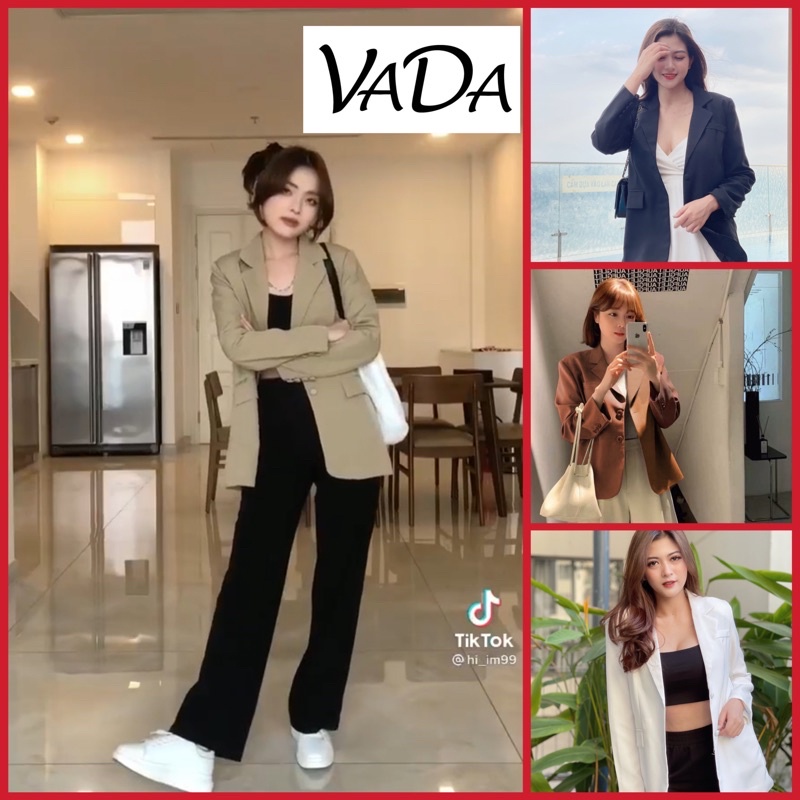 Áo khoác blazer Nữ From Rộng tay dài, nút bọc đi dự tiệc, dạo phố đi chơi, quẩy bar sang chảnh-  VADA - A268