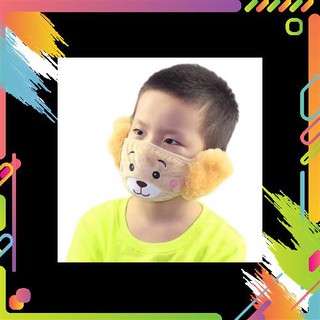 Khẩu trang cho bé có bịt tai hình gấu dễ thương