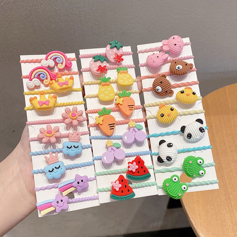 Dây Buộc Tóc Cao Su Cỡ Nhỏ Không Đau Họa Tiết Hoạt Hình Thời Trang Cho Bé