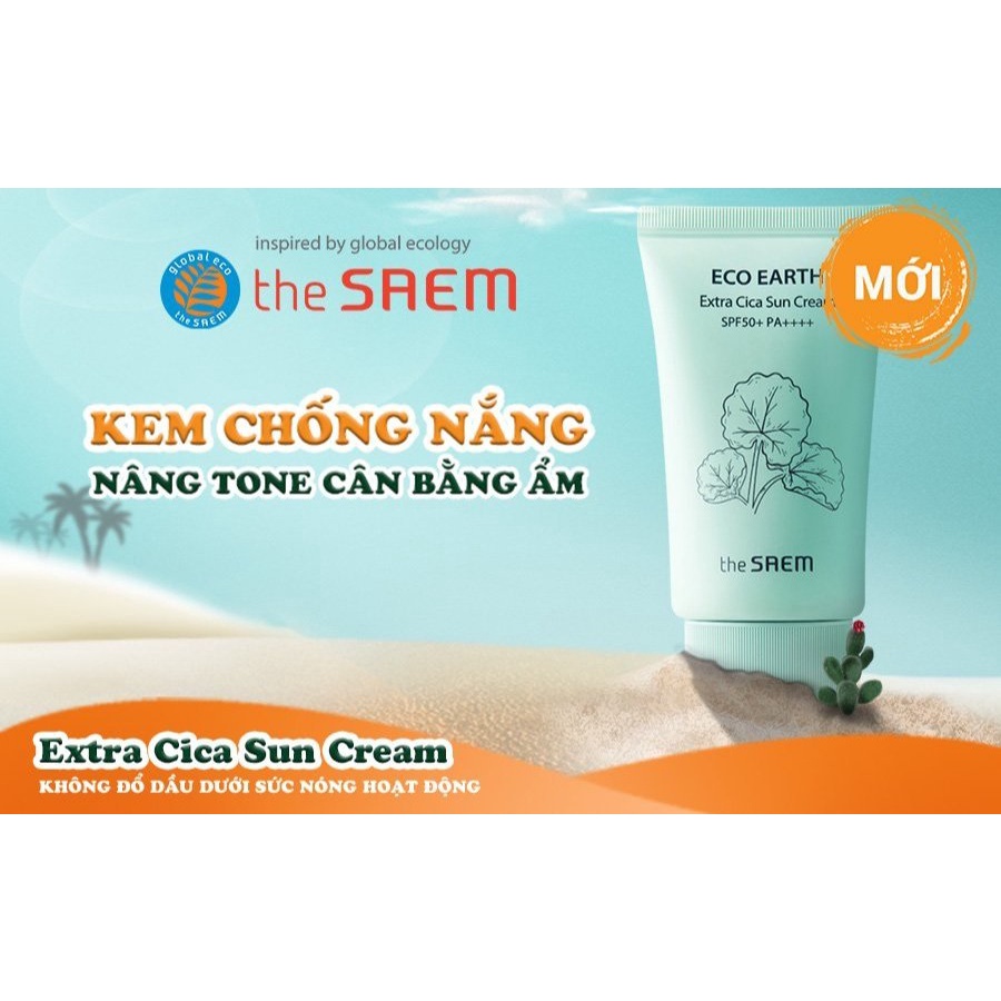Kem Chống Nắng The Saem Giảm Dầu, Giúp Da Sáng Hồng Tự Nhiên The Earth Sun CreamSPF50+ PA++