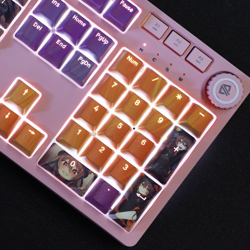 Hu Tao keycap Cherry Profile Genshin Impact theme keycap PBT DYE-SUB bàn phím cơ Truyền ánh sáng keycap 108 phím
