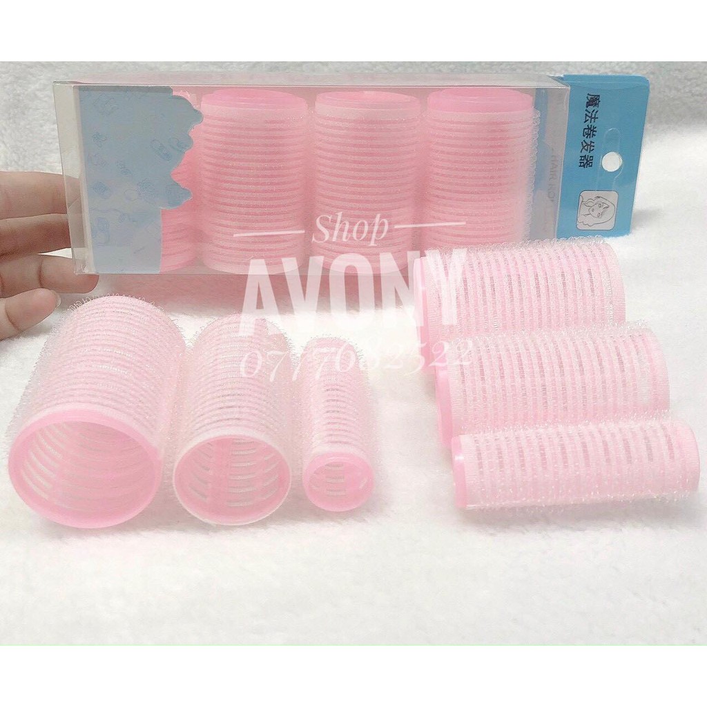 Bộ gồm 12 lô cuốn tóc gai dính nhiều size Multi use hair Rollers