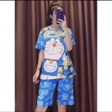Đồ bộ hoạt hình mặc nhà tay cộc , Bộ thun Quảng Châu tay ngắn quần lửng hoạt hình mặc nhà dễ thương 