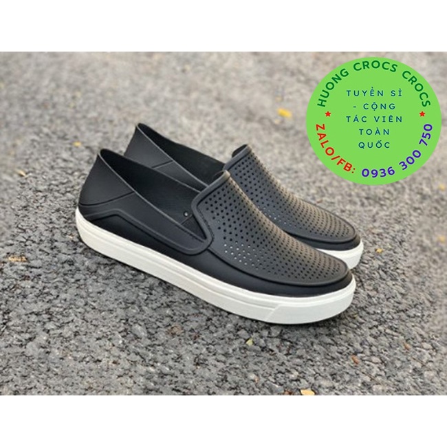 GIÀY NHỰA CROCS CITILANE ROKA SLIP ON CHO NAM MÀU ĐEN XUẤT XỊN FULL BOX