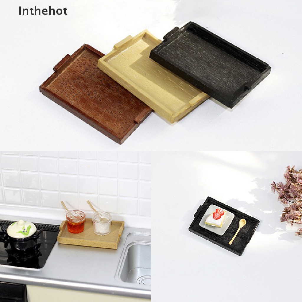 Khay Gỗ mini Kiểu Cổ Điển Trang Trí Nhà Búp Bê Tỉ Lệ 1 / 12
