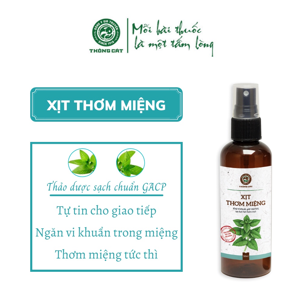 Xịt thơm miệng thảo dược Thông Cát giúp khử mùi hôi miệng, xịt họng, hơi thở thơm mát, đem lại tự tin trong giao tiếp