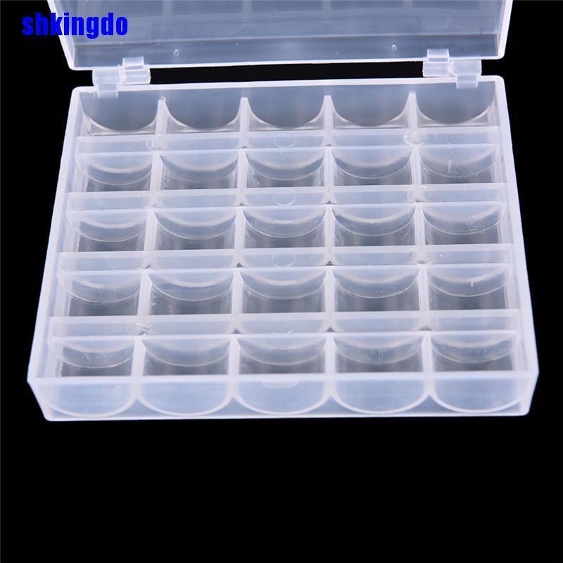 Hộp nhựa trong suốt 25 ô đựng cuộn chỉ tiện dụng