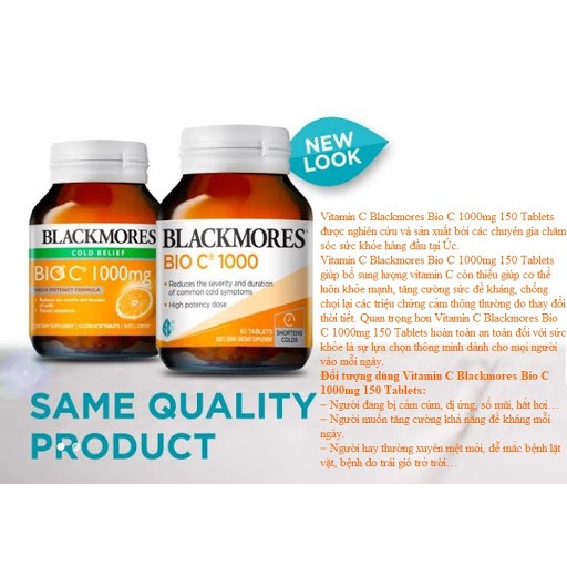 Blackmores bio vitamin c 1000mg 62 viên - 150 viên bổ sung vitamin C tăng sức đề kháng blackmore của Úc