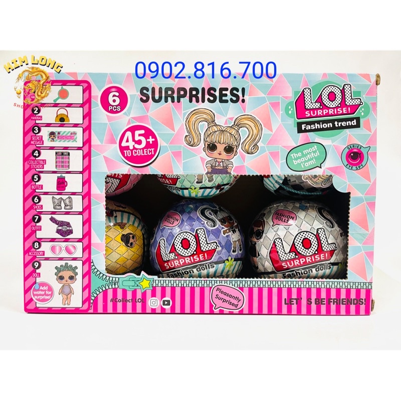 Hộp đồ chơi 6 quả trứng bất ngờ búp bê lấp lánh LOL SURPRISES
