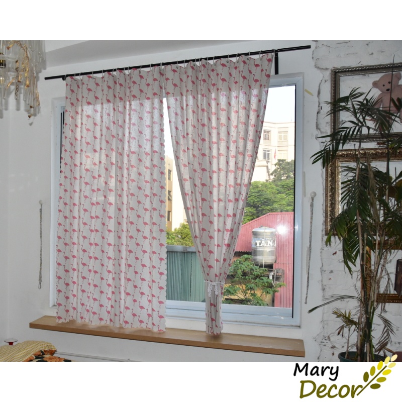 Rèm cửa dán tường /khoen treo linh hoạt chống nắng trang trí cửa sổ phòng khách dễ dàng lắp đặt Hồng hạc R-E03