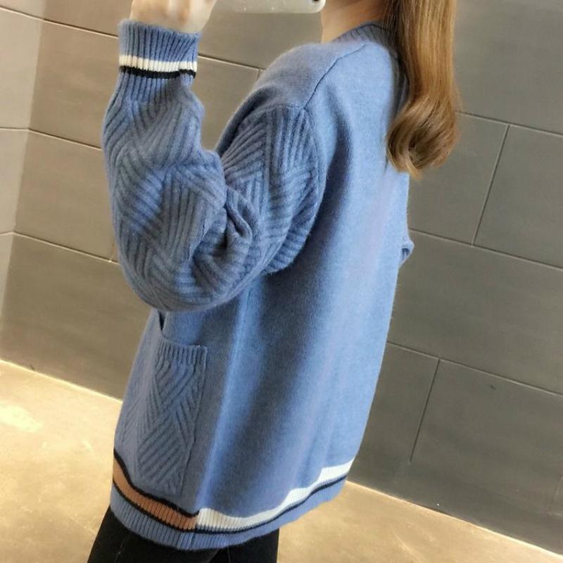 Áo Khoác Cardigan Dệt Kim Dáng Rộng Thời Trang Thu Đông Phong Cách Hàn Quốc Cho Nữ