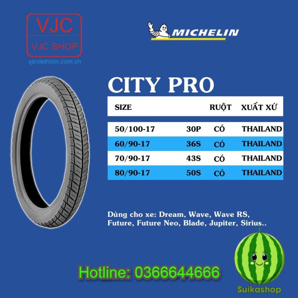 Lốp xe Honda Wave sử dụng Michelin 60/90-17 và 70/90-17 City Pro loại lốp dùng săm