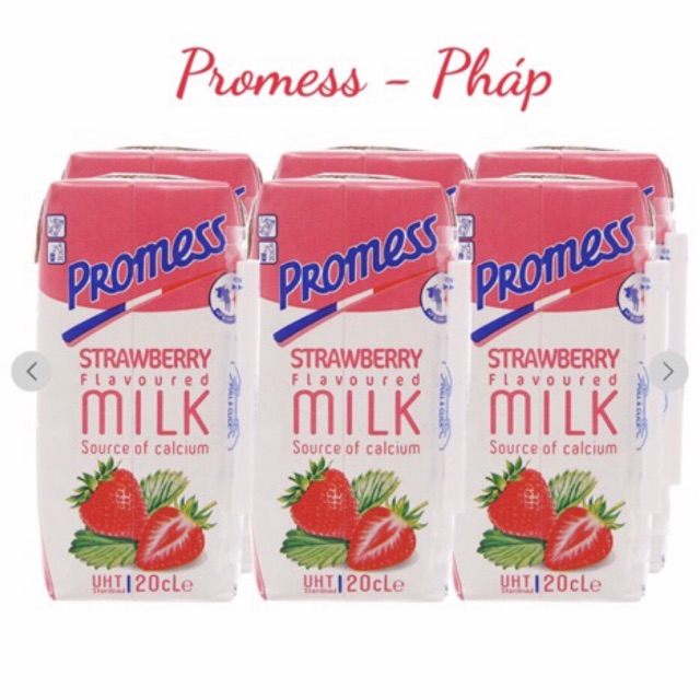 THÙNG 24 HỘP 200ml SỮA PROMESS HƯƠNG DÂU