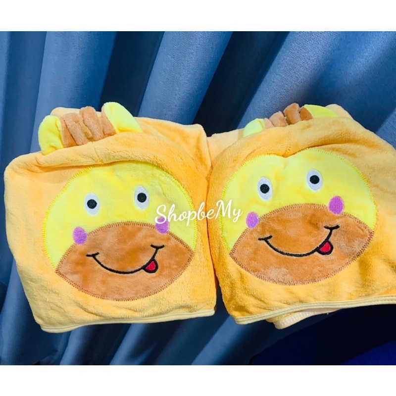 Khăn Choàng tắm có mũ chùm đầu hình hươu quà tặng của Grow - Chât liệu vải Cotton mềm mịn thấm hút