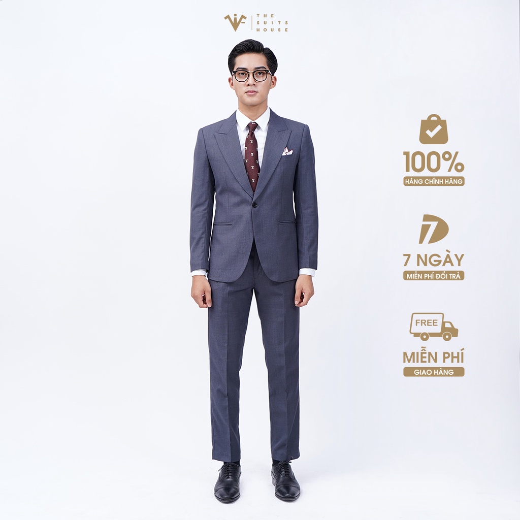 Bộ vest nam xám lông chuột, suits sartorial, 1 khuy 2 túi, form ôm The Suits House