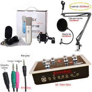 combo mic thu âm AT100 với HF 5000 pro FULL