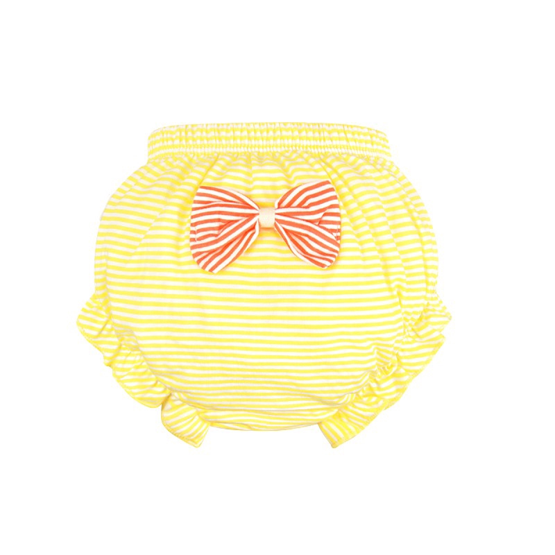 Lucky Big Cat  Bowknot polka dot sọc tam giác Underwear cô gái bé đồ lót bông trẻ em bánh mì quần dễ thương (Yellow Stripe)