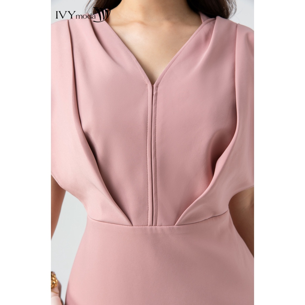 Đầm xếp nữ tay liền IVY moda MS 45S2617