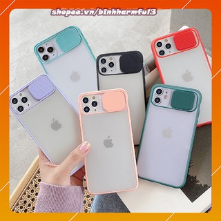Ốp iphone nắp trượt nhám ốp bảo vệ camera mặt mờ nhám