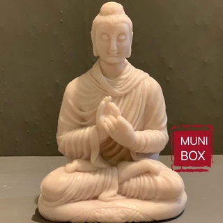 Tượng Phật Thích Ca bột đá trắng 18cm