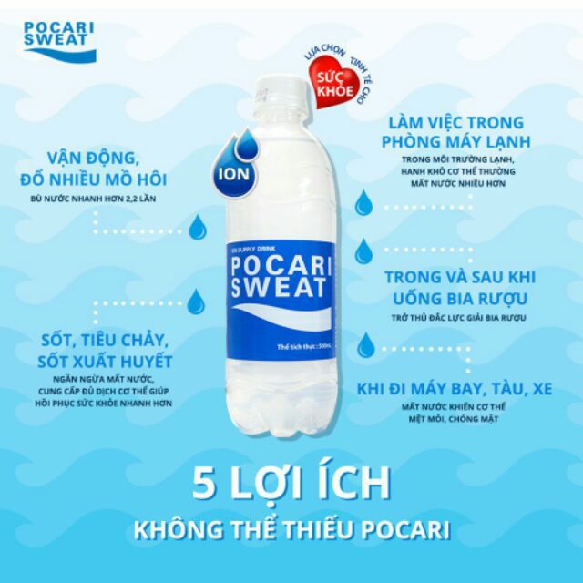 2 chai NƯỚC BỔ SUNG ION POCARI SWEAT - uống bù nước và chất điện giải - chai 500ml