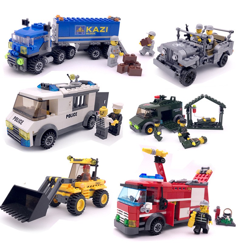 Bộ 6 Mô Hình Xe Tải Lego Tự Lắp Ráp Cho Bé