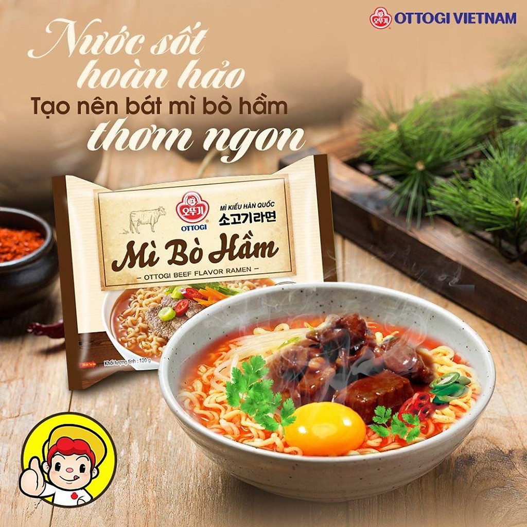 Lốc 8 Gói Mì Bò Hầm Ottogi 120gr - Hàn Quốc