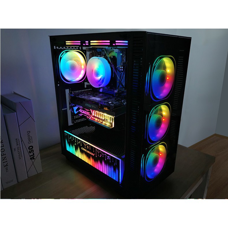 Tấm che nguồn, Cover Che Nguồn Máy Tính Coolmoon Led RGB - Đồng Bộ Hub Điều Khiển