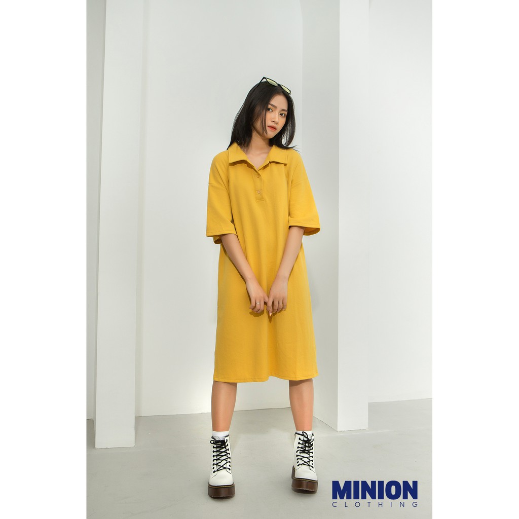 Váy liền cổ polo Minion Clothing dáng suông, form rộng, phong cách Ulzzang Streetwear V2701