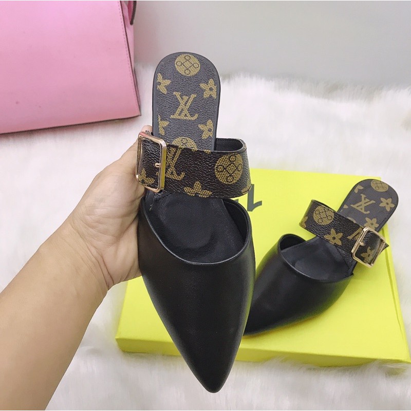 Giày Cao Gót, Giày Sục Nữ Mũi Nhọn Da Mềm Họa Tiết Phối Quai Ngang Cao 2Cm Đế Chống Trượt không Kêu Minhtushoes Giày Dép | BigBuy360 - bigbuy360.vn