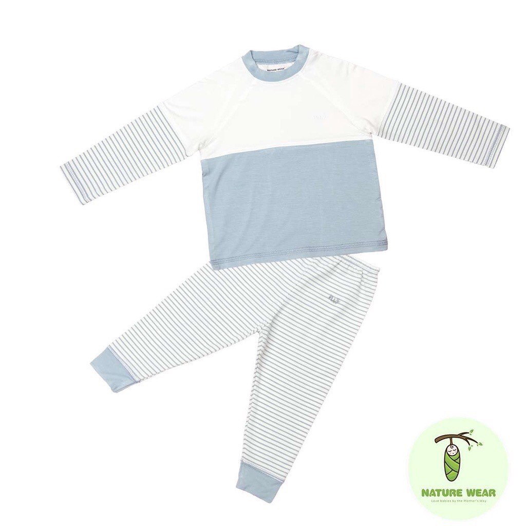 Bộ quần áo dài tay Raglan kẻ Nature Wear