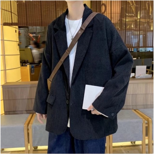 ♞AFF LIGA♞ Áo Khoác Blazer Dáng Rộng Màu Sắc Đơn Giản Phong Cách Hàn Quốc Cho Nam Giới