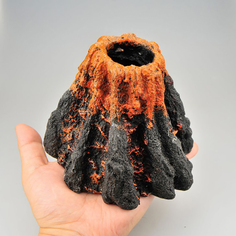 Núi Lửa Phun Bọt Khí Bằng Nhựa Resin Trang Trí Bể Cá