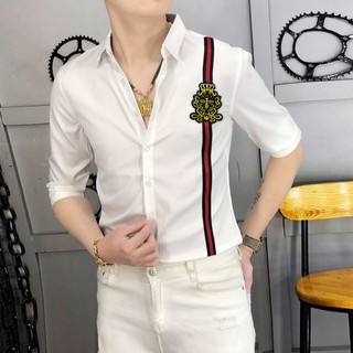 [HÀNG HOT] Áo Sơ Mi Nam Trắng Tay Dài Thêu Logo Con Ong Dây Viền GC Cao Cấp