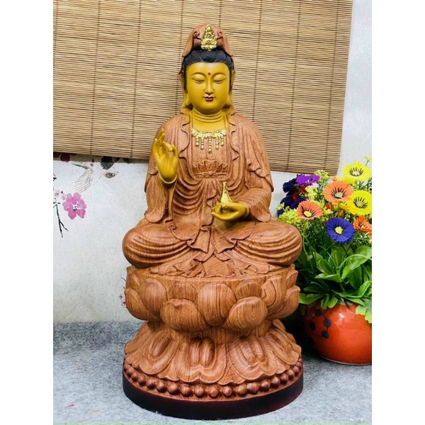 Tượng phật bà quan âm gỗ hương cao 60cm