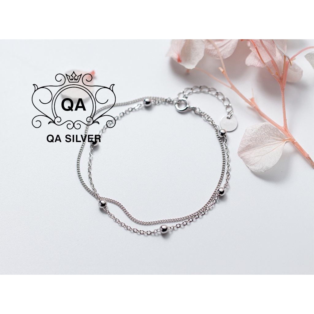 Vòng tay bạc bi lắc bạc dây kép S925 LAYER Silver Bracelet QA SILVER BR180903