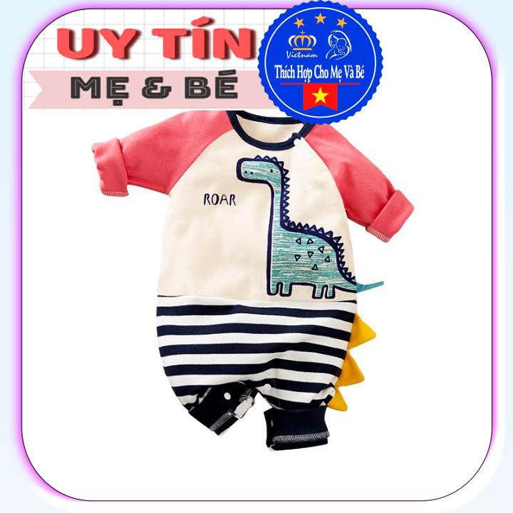 BodySuit giáng sinh noel cho bé,áo liền quần dễ thương dài tay kiểu khủng long tím đỏ (2356),cotton 100%,Aiueo Nhật.