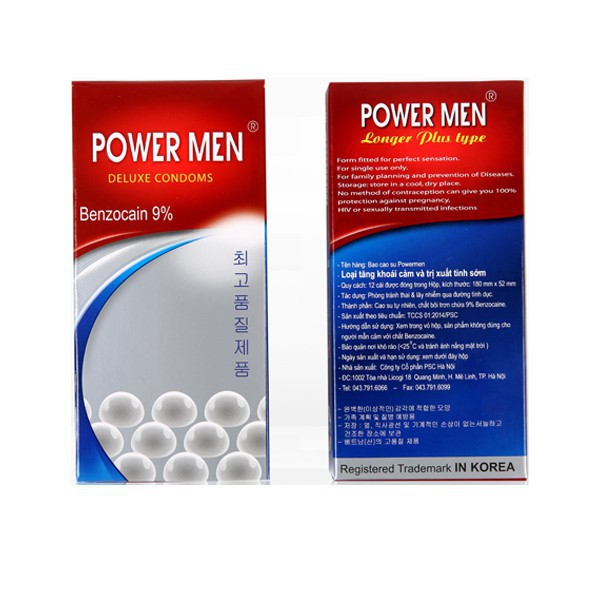 Bao cao su Bi chấm Gân Kéo dài Powermen Ngọc trai trị xuất tinh sớm x 12 cái